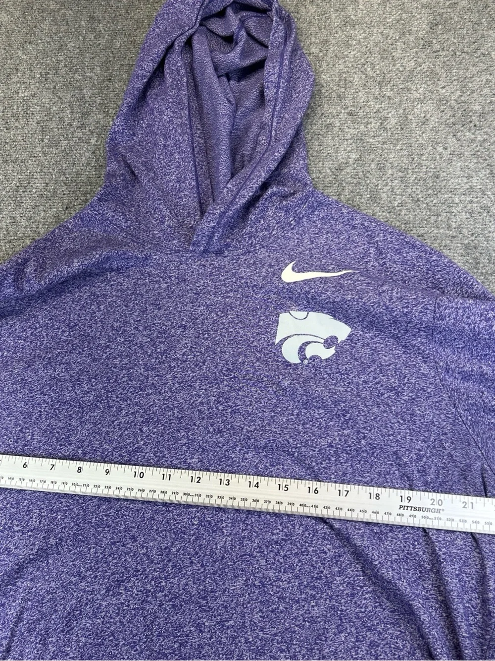 Nike K-STATE Purple Pullover Hooded long sleeve T size large with Team Logo